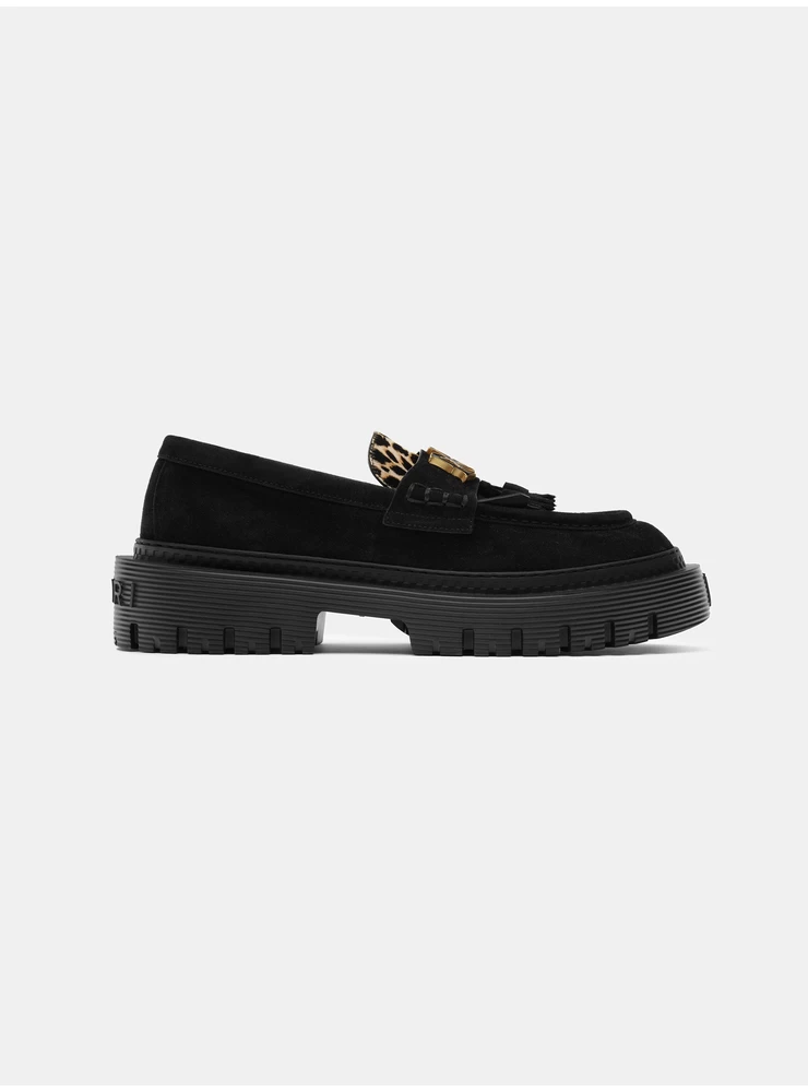 Amiri MA TASSLE LEOPARD JUMBO LOAFER - Black