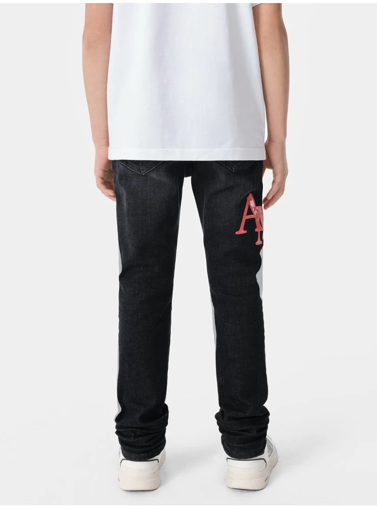 Amiri KIDS - KIDS' BANDANA STAGGERED LOGO JEAN - Faded Black