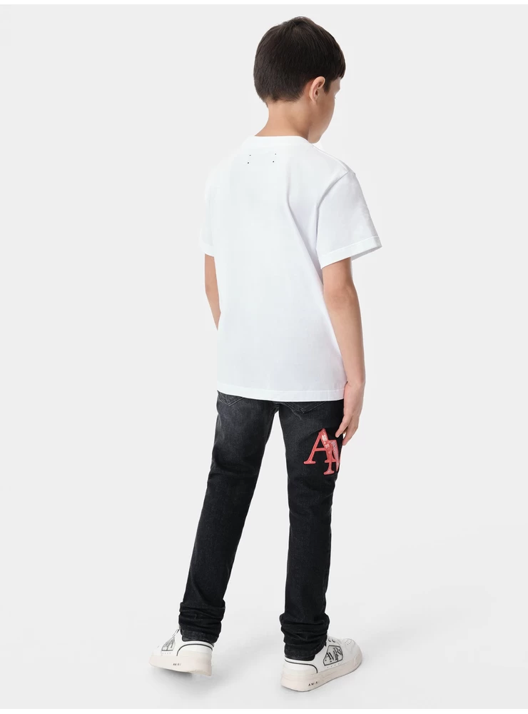 Amiri KIDS - KIDS' BANDANA STAGGERED LOGO JEAN - Faded Black