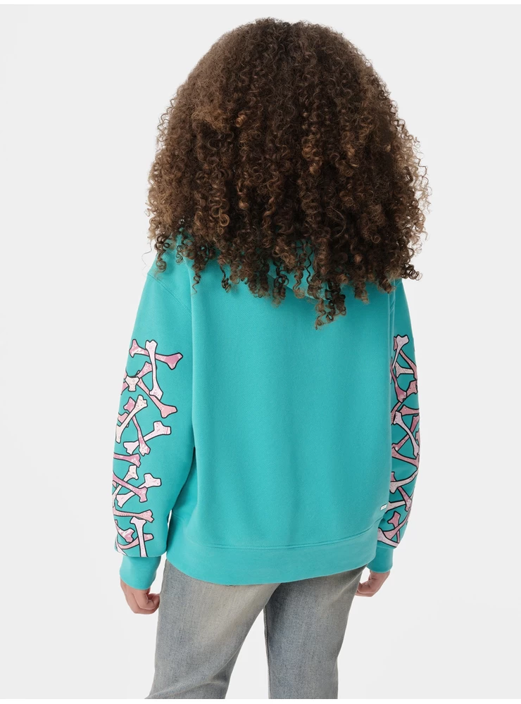 Amiri KIDS - KIDS' BANDANA BONES STACKED HOODIE - Sea Blue