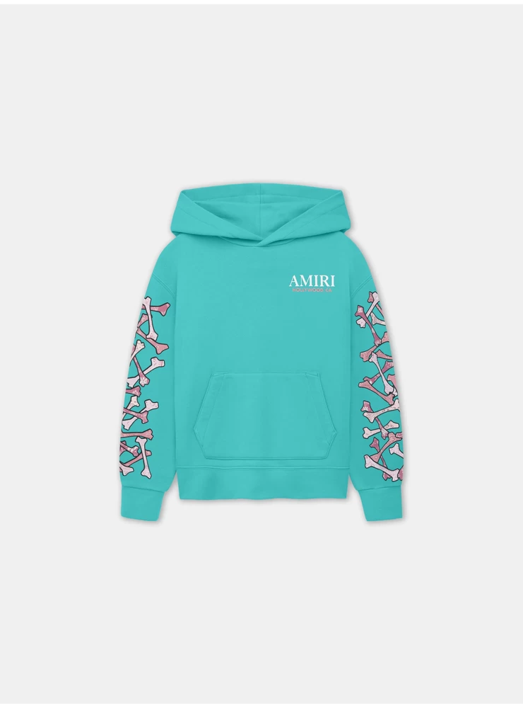 Amiri KIDS - KIDS' BANDANA BONES STACKED HOODIE - Sea Blue