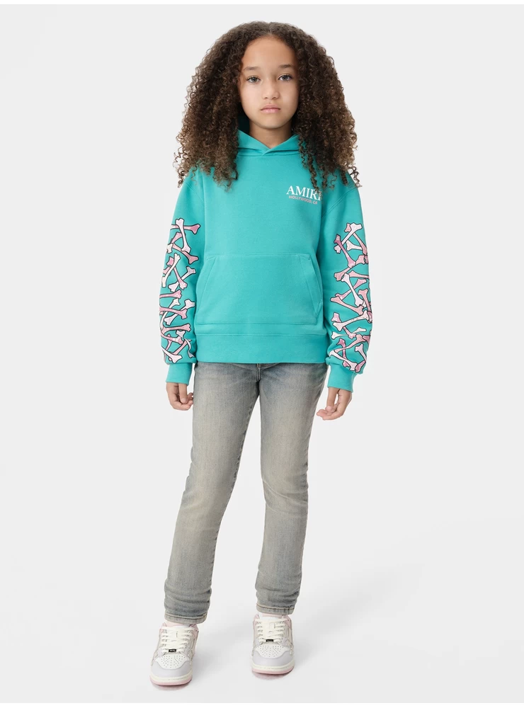 Amiri KIDS - KIDS' BANDANA BONES STACKED HOODIE - Sea Blue