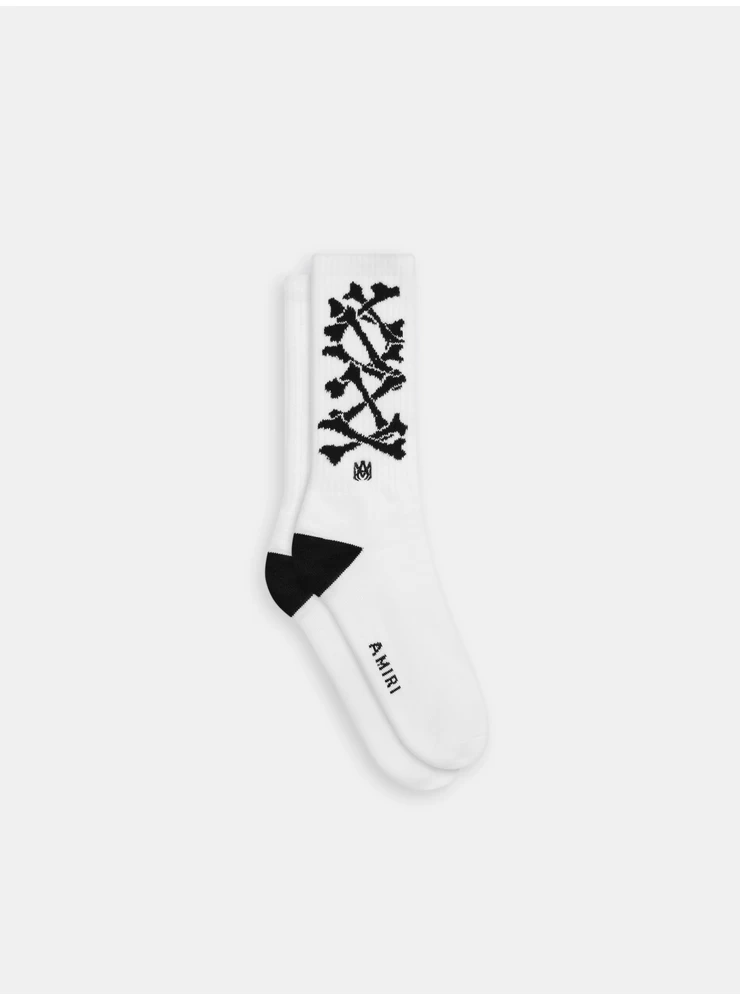Amiri KIDS - KIDS' BONES STACKED SOCKS - White Black