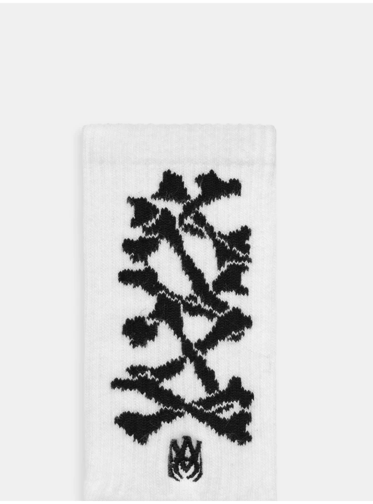 Amiri KIDS - KIDS' BONES STACKED SOCKS - White Black
