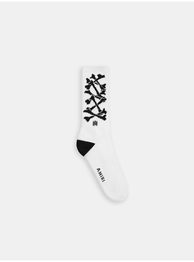 Amiri KIDS - KIDS' BONES STACKED SOCKS - White Black