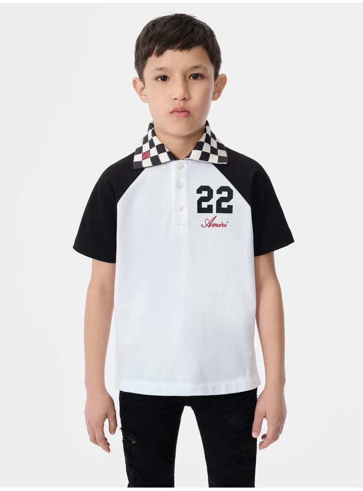 Amiri KIDS - KIDS' MA CHECKERED 22 POLO - White Black