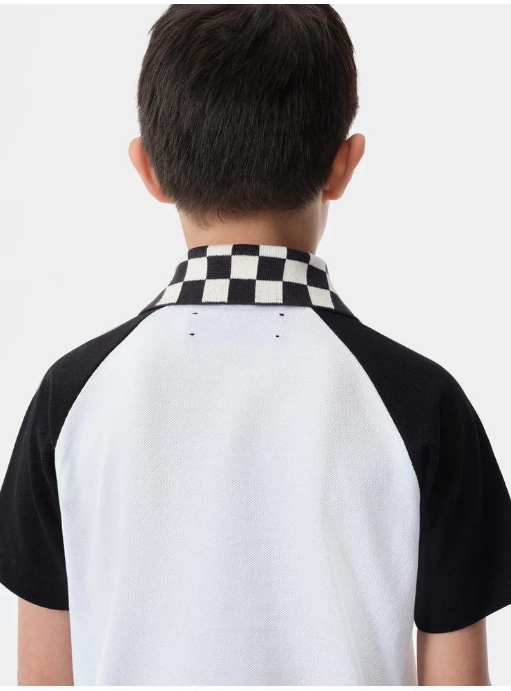 Amiri KIDS - KIDS' MA CHECKERED 22 POLO - White Black