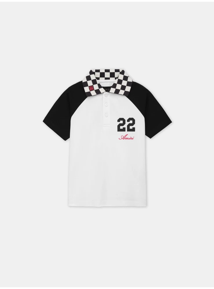Amiri KIDS - KIDS' MA CHECKERED 22 POLO - White Black