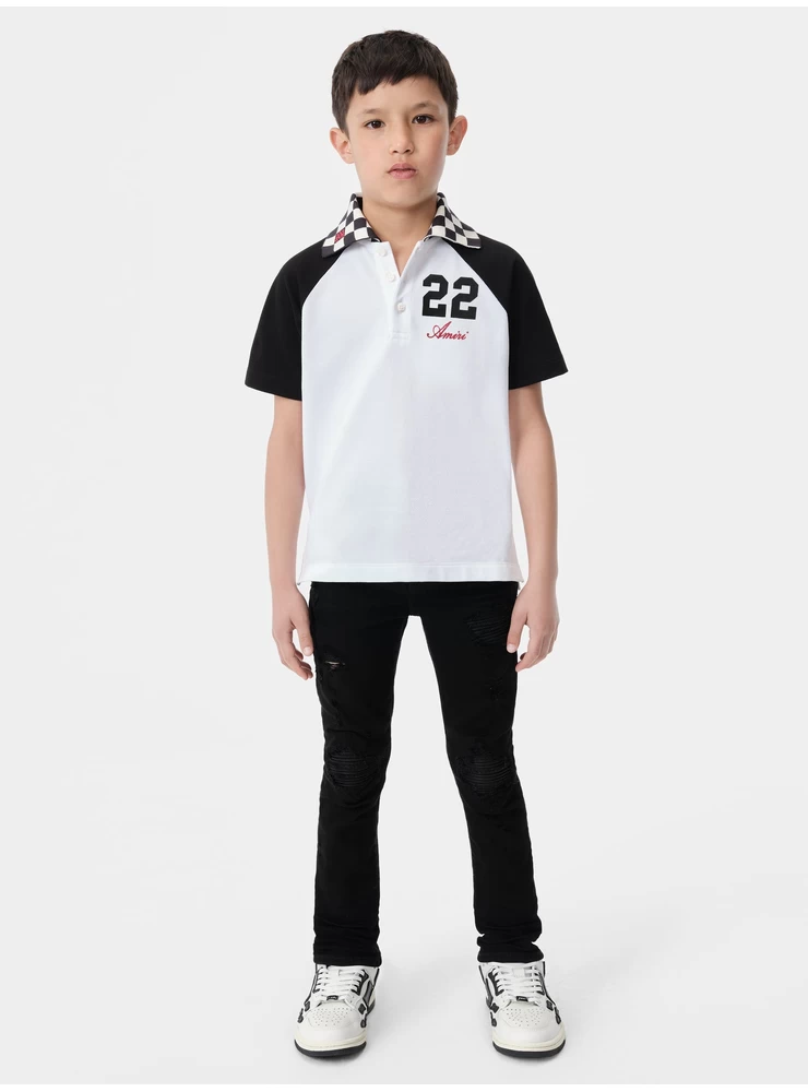 Amiri KIDS - KIDS' MA CHECKERED 22 POLO - White Black