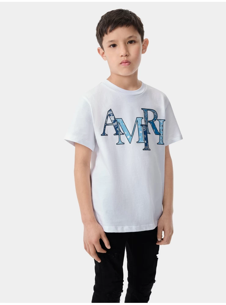 Amiri KIDS - KIDS' AMIRI BANDANA STAGGERED TEE - White