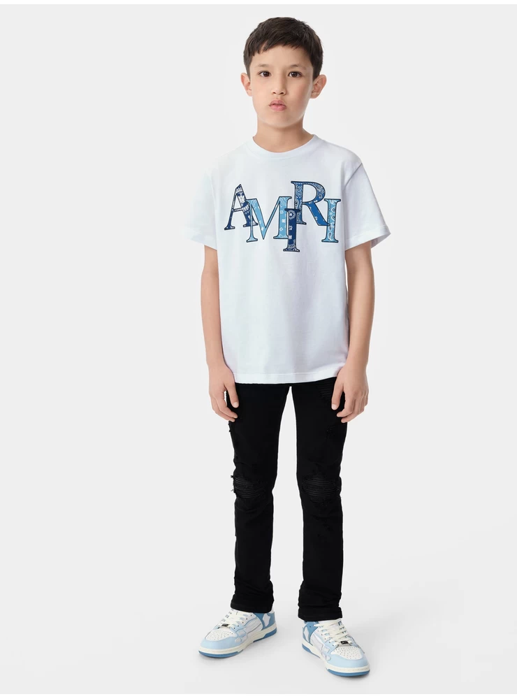 Amiri KIDS - KIDS' AMIRI BANDANA STAGGERED TEE - White