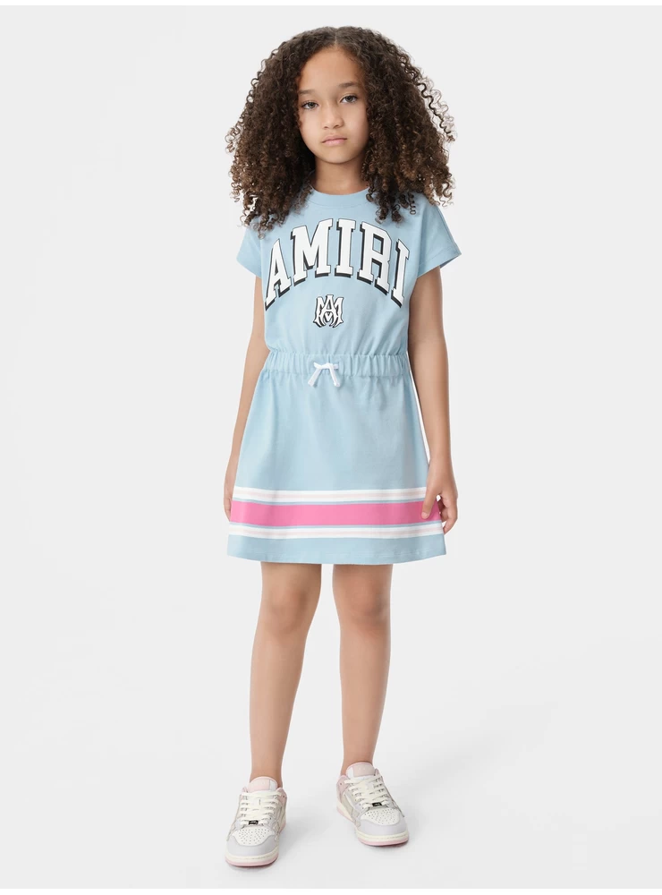Amiri Kids - Vestido Estilo Camiseta A Rayas Amiri Para Niños - Cerulean
