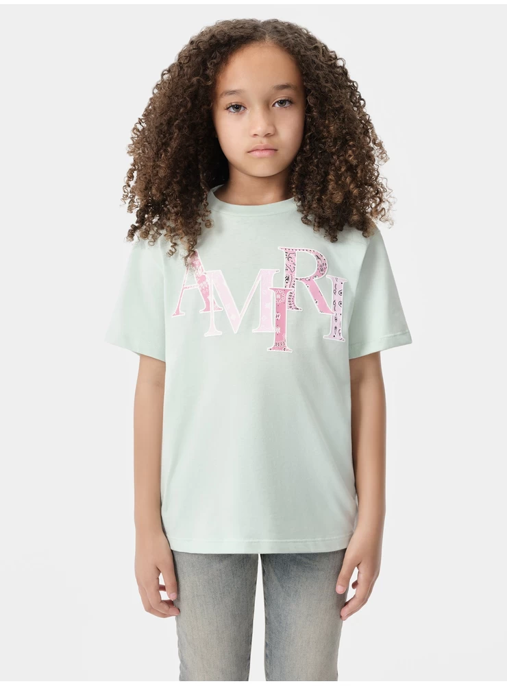 Amiri KIDS - KIDS' AMIRI BANDANA STAGGERED TEE - Surf Spray