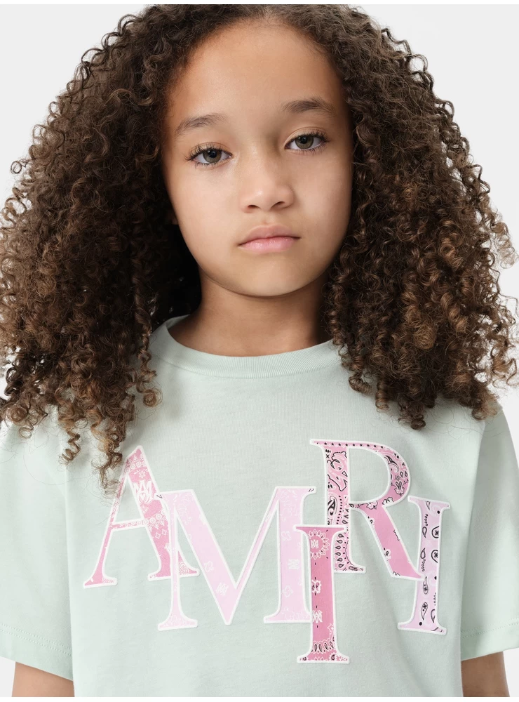 Amiri KIDS - KIDS' AMIRI BANDANA STAGGERED TEE - Surf Spray
