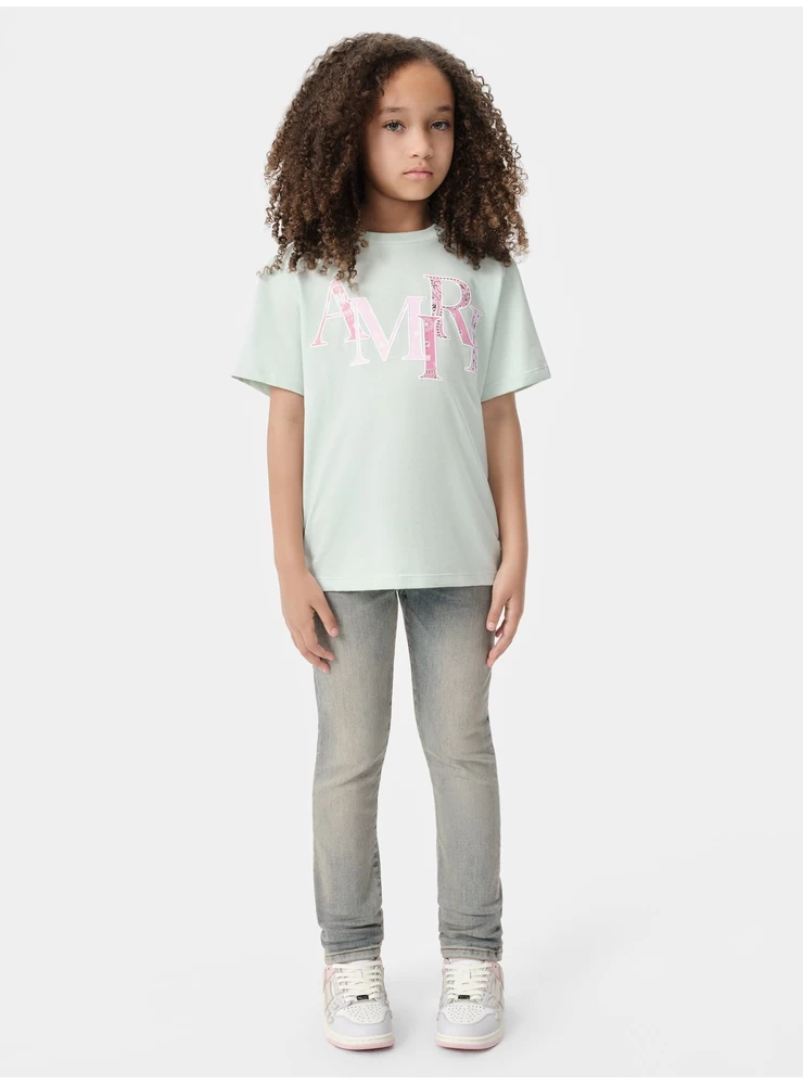 Amiri KIDS - KIDS' AMIRI BANDANA STAGGERED TEE - Surf Spray
