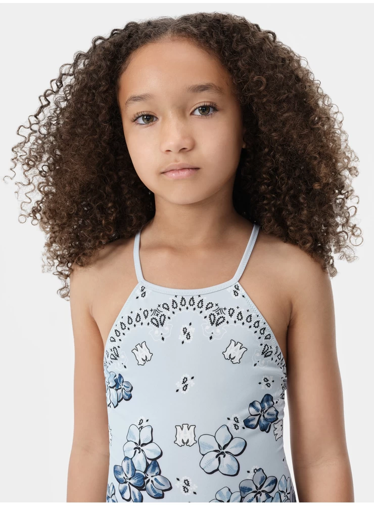 Amiri KIDS - KIDS' BANDANA FLORAL ONE-PIECE - Cerulean