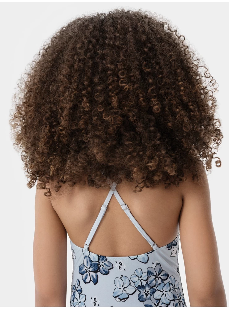 Amiri KIDS - KIDS' BANDANA FLORAL ONE-PIECE - Cerulean