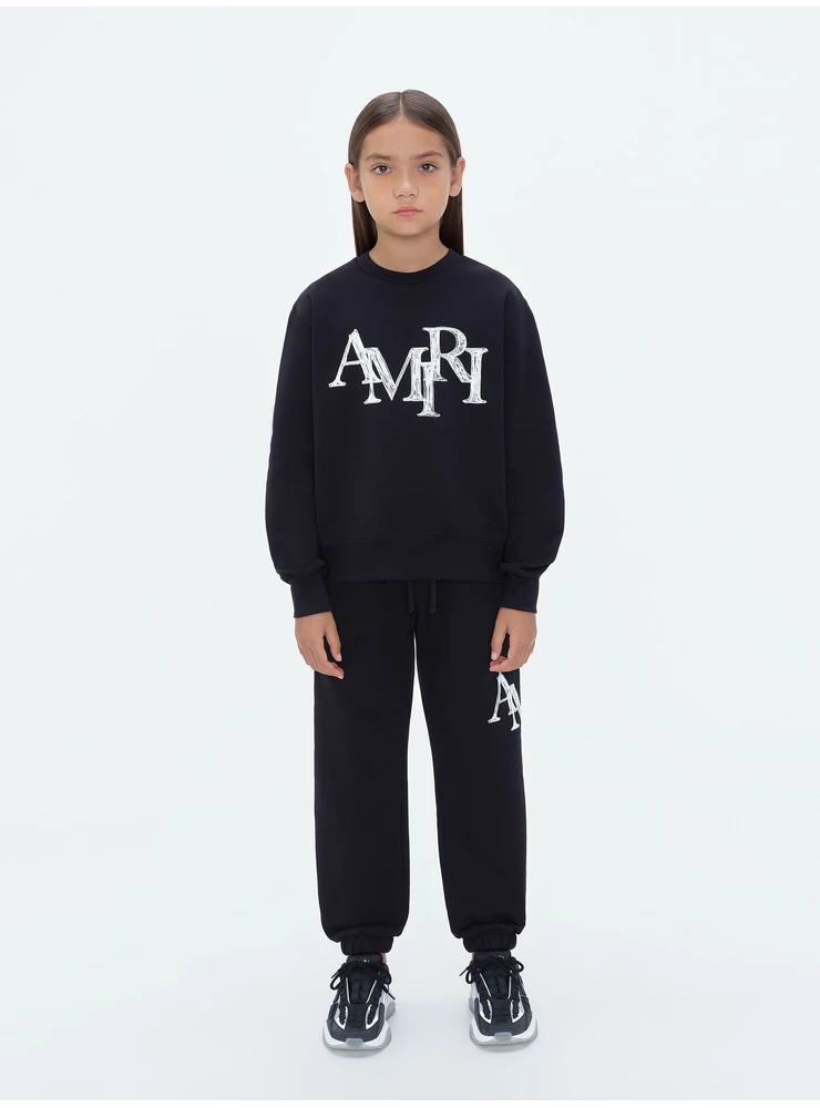 Amiri KIDS - AMIRI STAGGERED SCRIBBLE CREWNECK - Black