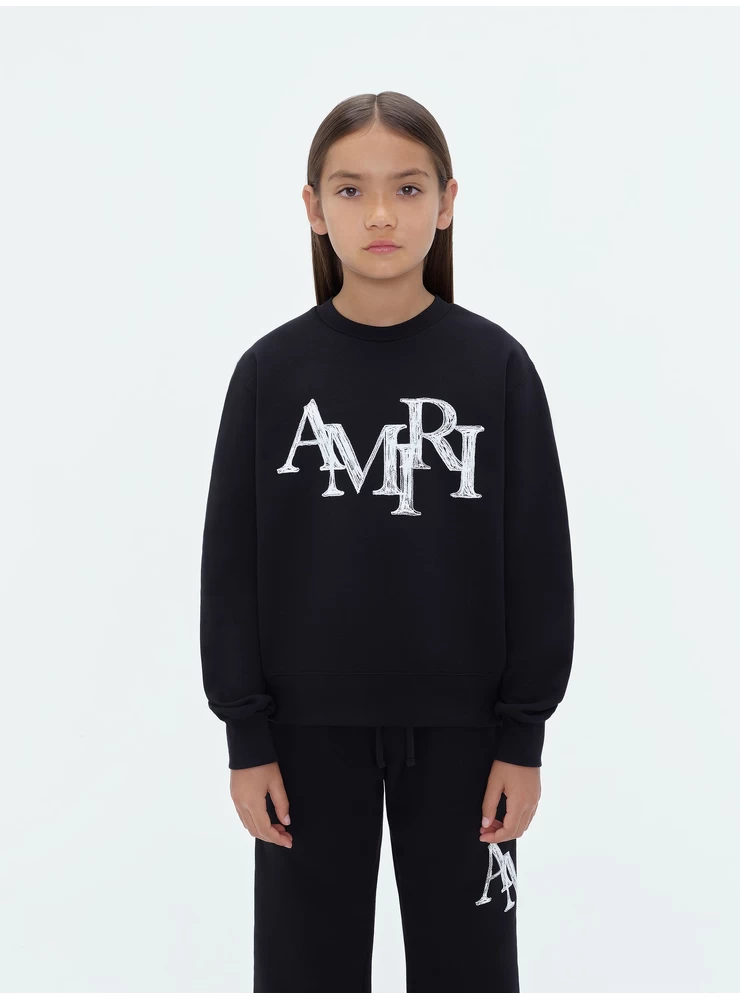 Amiri KIDS - AMIRI STAGGERED SCRIBBLE CREWNECK - Black