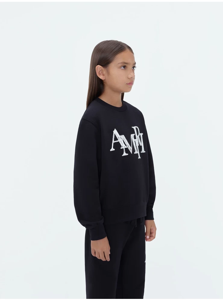 Amiri KIDS - AMIRI STAGGERED SCRIBBLE CREWNECK - Black