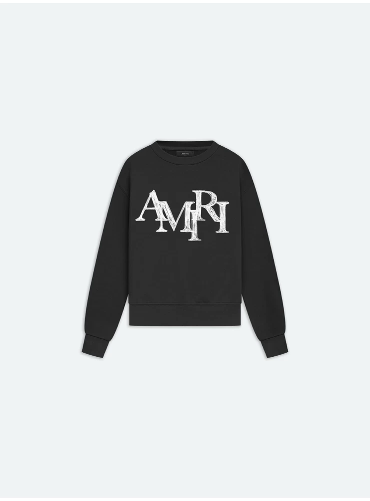 Amiri KIDS - AMIRI STAGGERED SCRIBBLE CREWNECK - Black