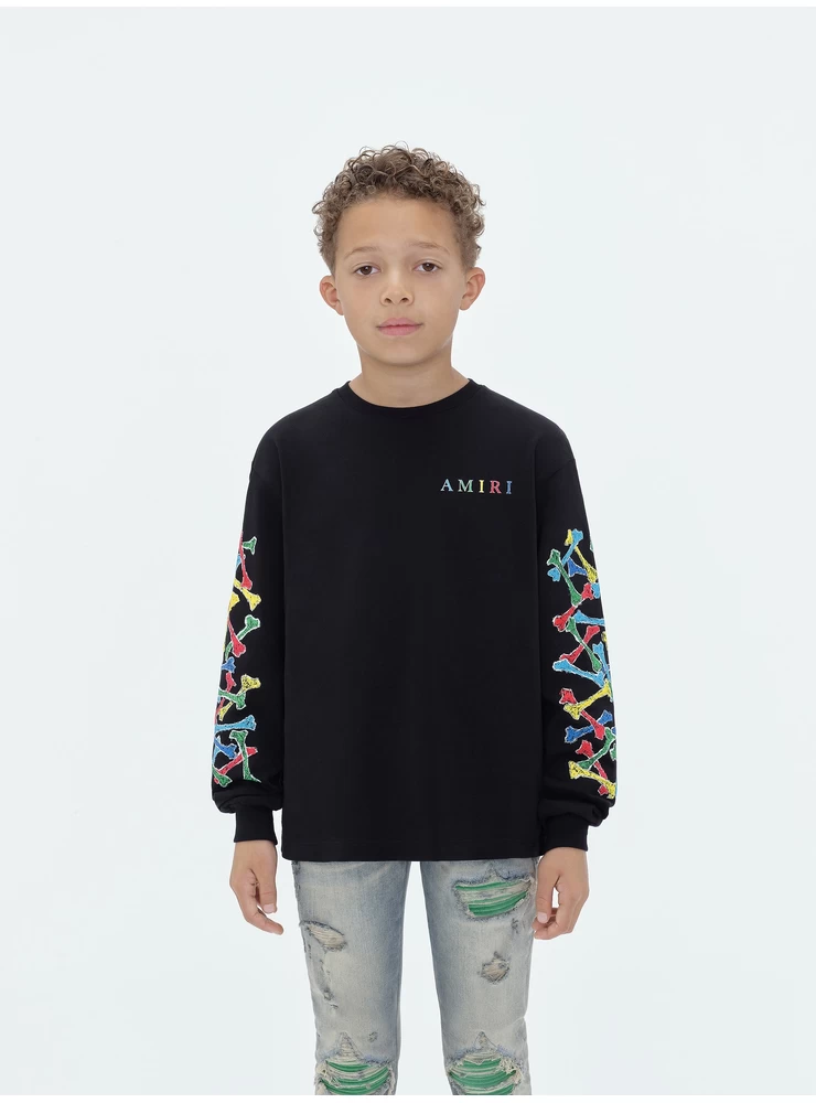 Amiri KIDS - AMIRI BONES SCRIBBLE LONG SLEEVE TEE - Black