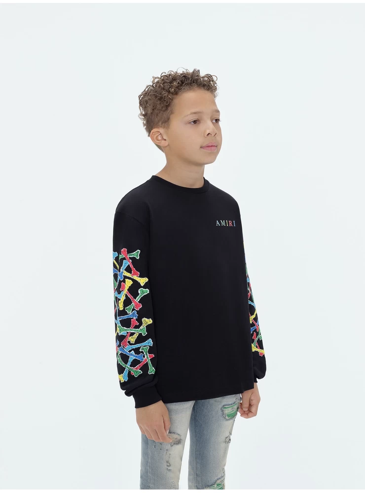 Amiri KIDS - AMIRI BONES SCRIBBLE LONG SLEEVE TEE - Black