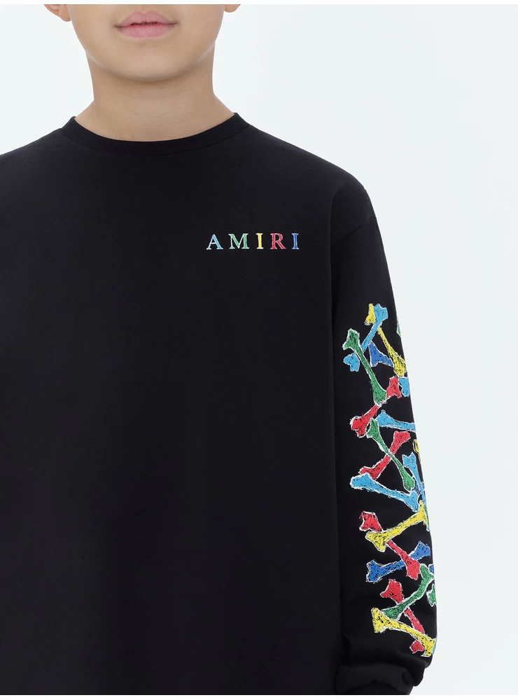 Amiri KIDS - AMIRI BONES SCRIBBLE LONG SLEEVE TEE - Black