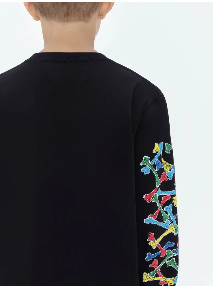 Amiri KIDS - AMIRI BONES SCRIBBLE LONG SLEEVE TEE - Black