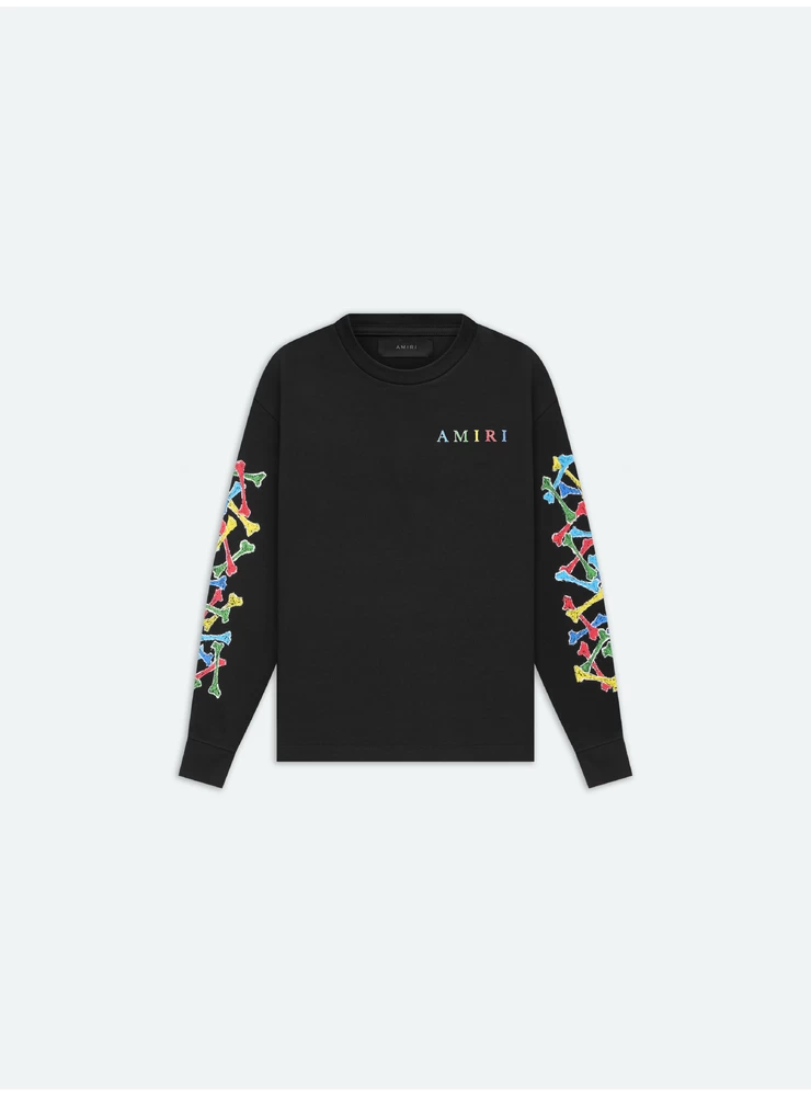 Amiri Kids - Camiseta De Manga Larga Con Garabatos De Huesos De Amiri - Negro