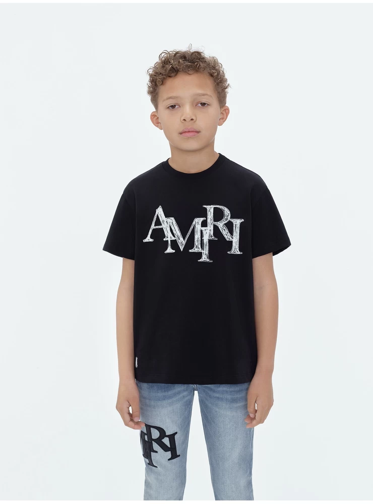 Amiri KIDS - AMIRI STAGGERED SCRIBBLE TEE - Black