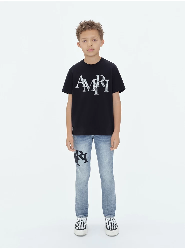 Amiri KIDS - AMIRI STAGGERED SCRIBBLE TEE - Black