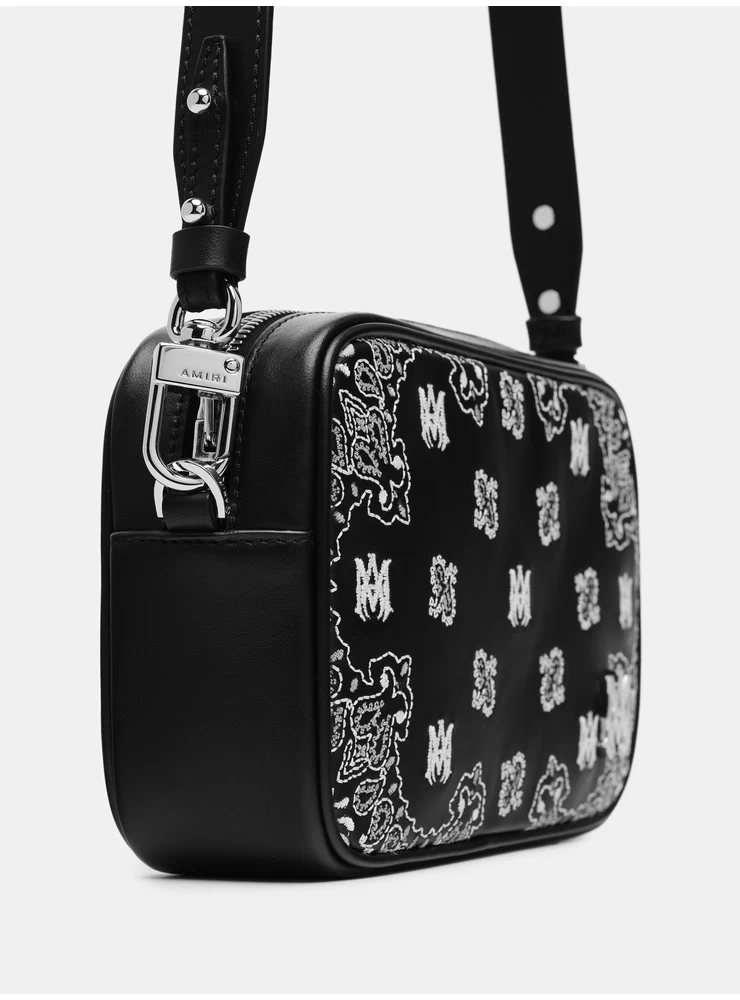 Amiri BANDANA EMBROIDERED CAMERA CASE - Black