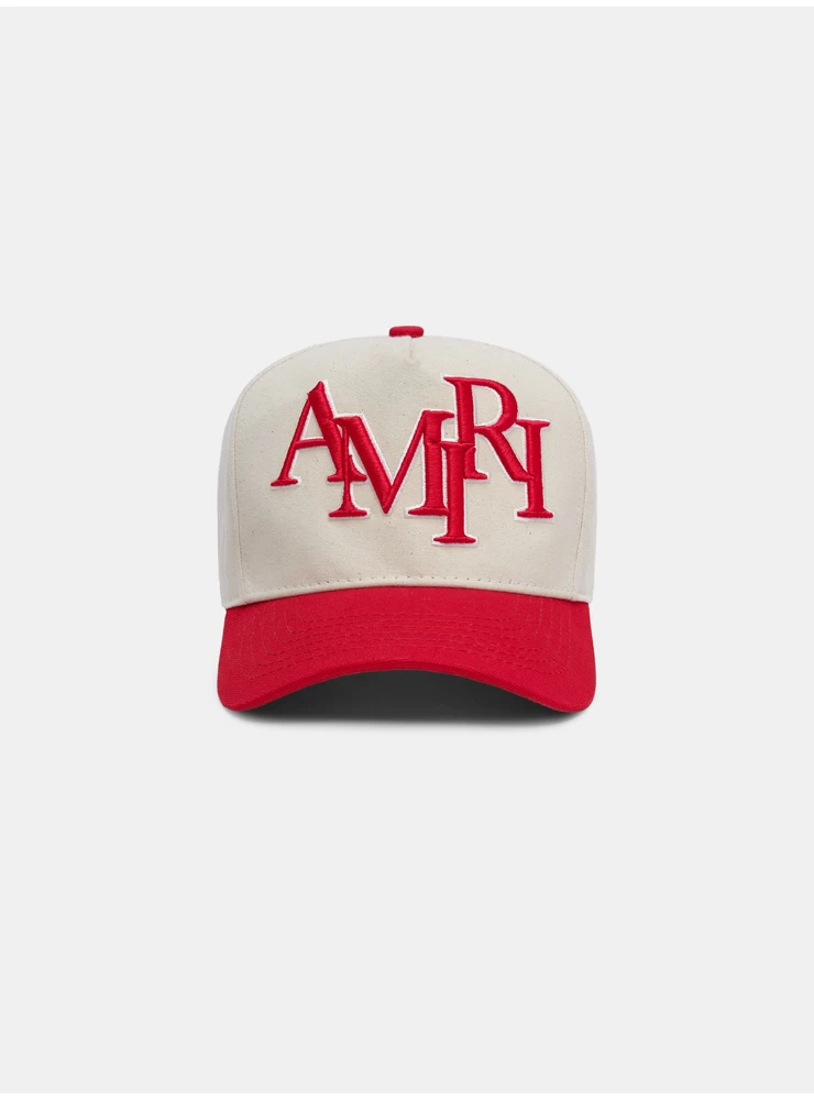 Amiri STAGGERED AMIRI CANVAS HAT - Alabaster Red