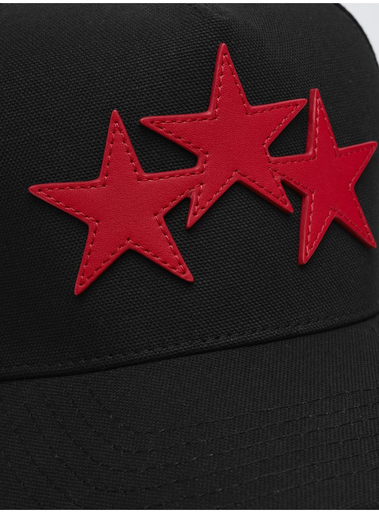 Amiri THREE STAR STAGGERED AMIRI FULL CANVAS HAT - Black Red