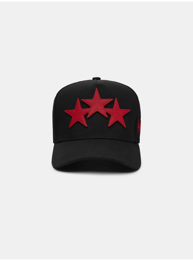 Amiri THREE STAR STAGGERED AMIRI FULL CANVAS HAT - Black Red