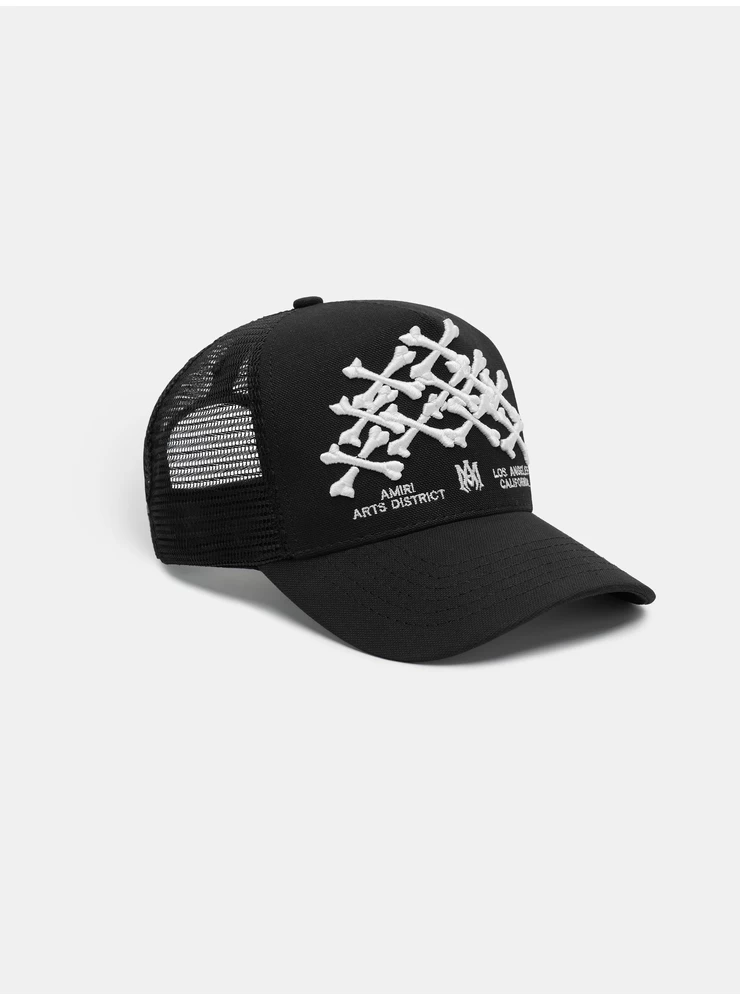 Amiri BONES STACKED TRUCKER HAT - Black