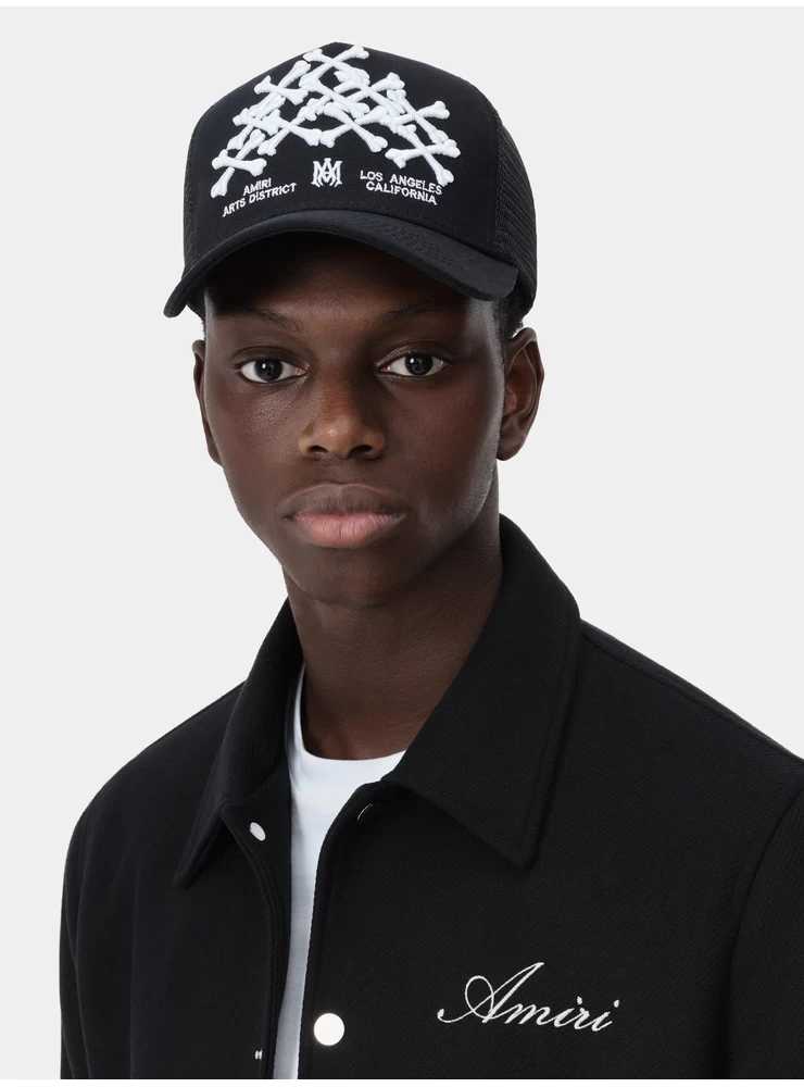 Amiri BONES STACKED TRUCKER HAT - Black