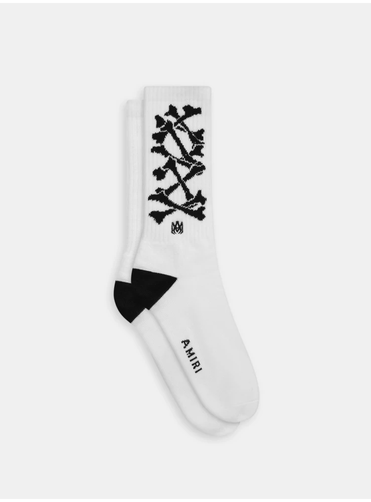 Amiri BONES STACKED SOCKS - White Black