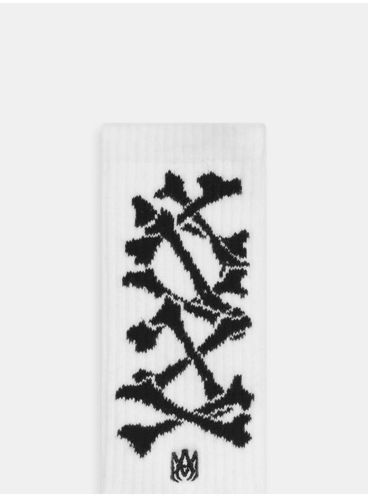 Amiri BONES STACKED SOCKS - White Black