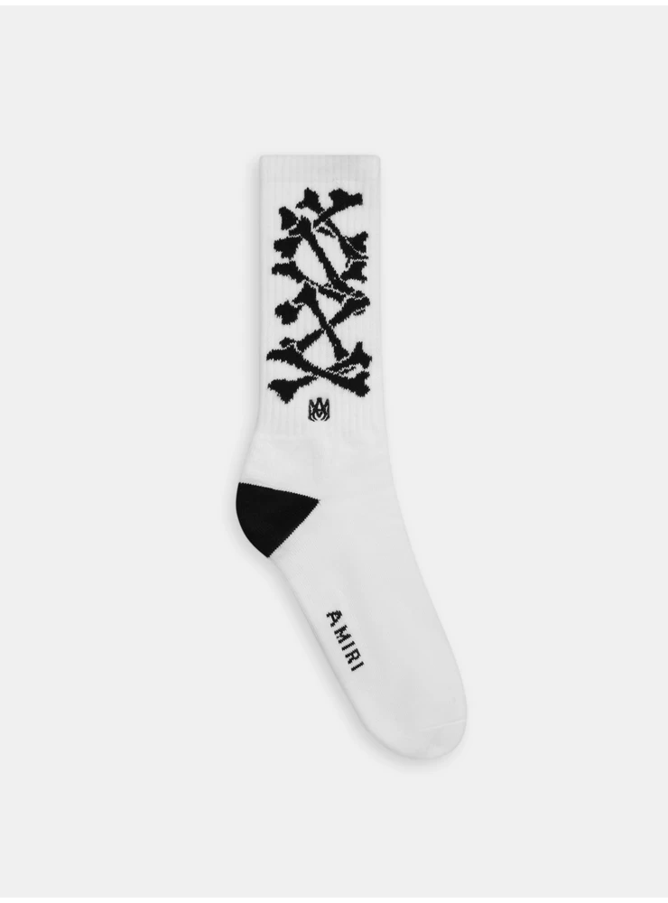 Amiri BONES STACKED SOCKS - White Black