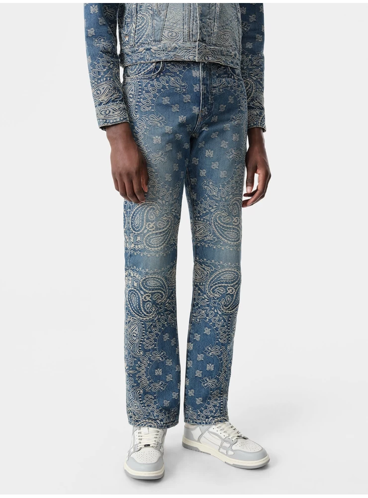 амири бандана жакард прави дънки - тъмно индиго