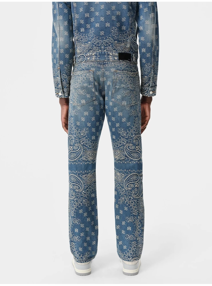 амири бандана жакард прави дънки - тъмно индиго