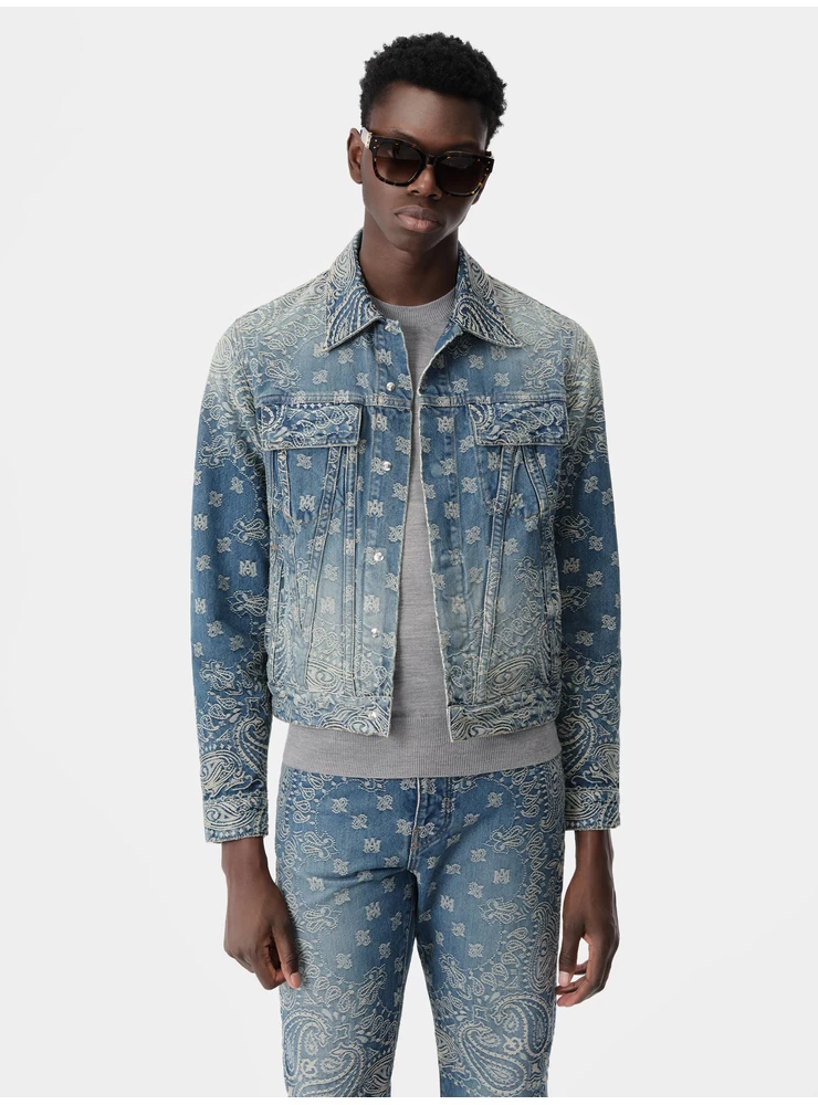 Amiri BANDANA JACQUARD MA TRUCKER JACKET - Dark Indigo