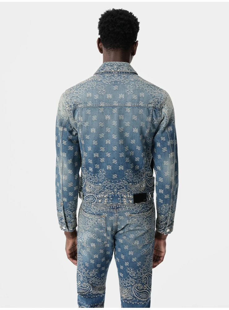 Amiri BANDANA JACQUARD MA TRUCKER JACKET - Dark Indigo