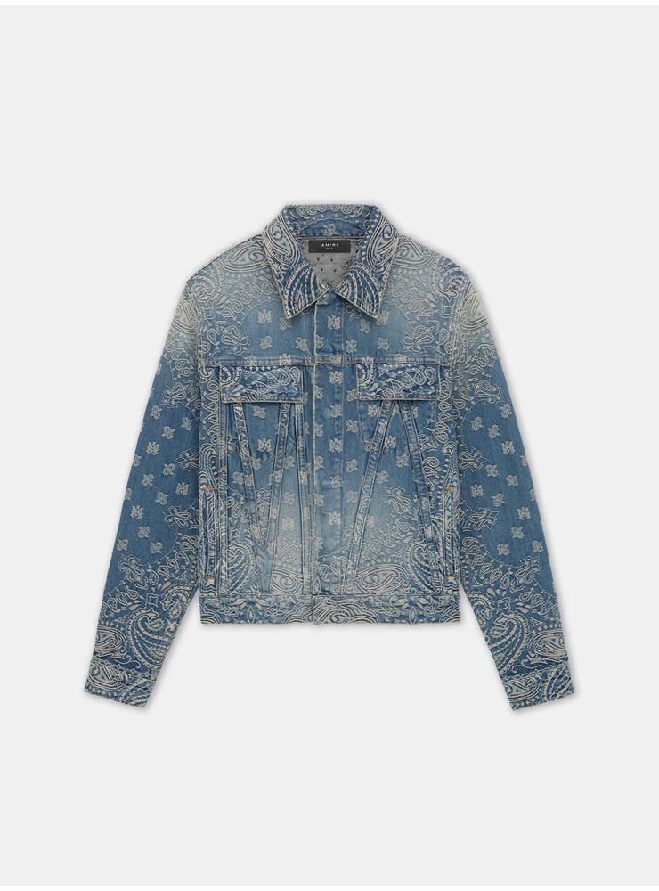 Amiri BANDANA JACQUARD MA TRUCKER JACKET - Dark Indigo