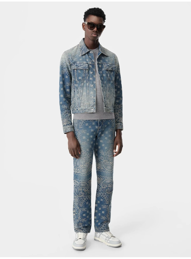 Amiri BANDANA JACQUARD MA TRUCKER JACKET - Dark Indigo