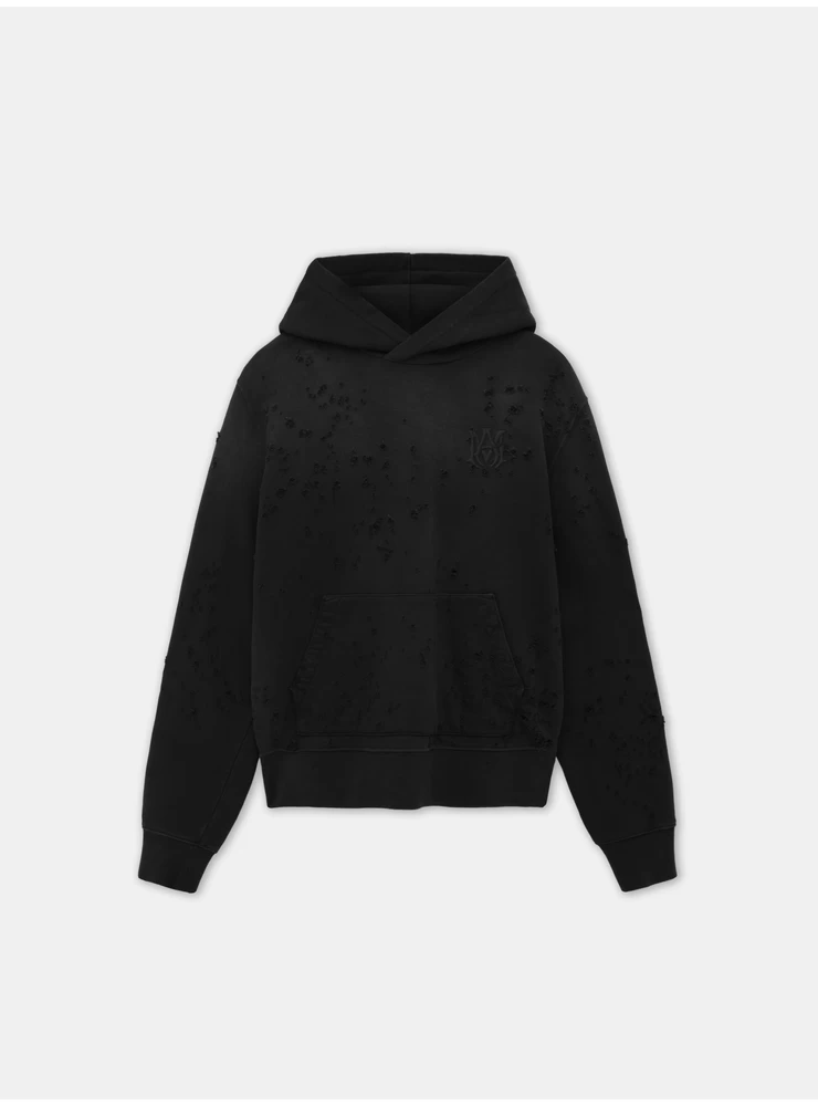 سترة بغطاء للرأس مطرزة من أميري ما - أسود