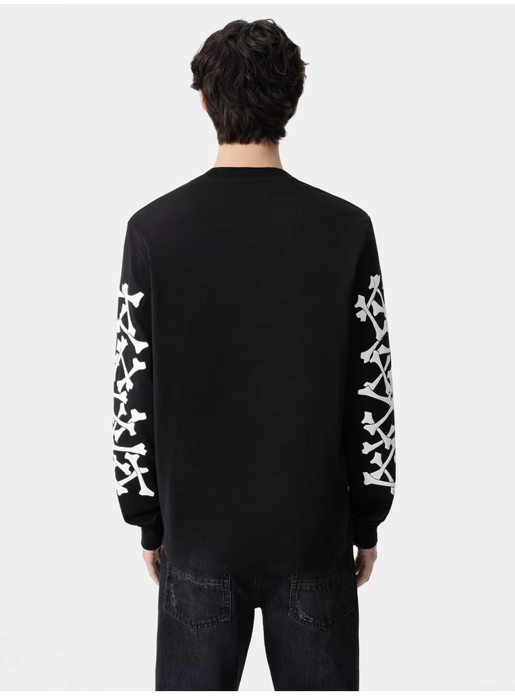Amiri BONES STACKED LONG SLEEVE TEE - Black