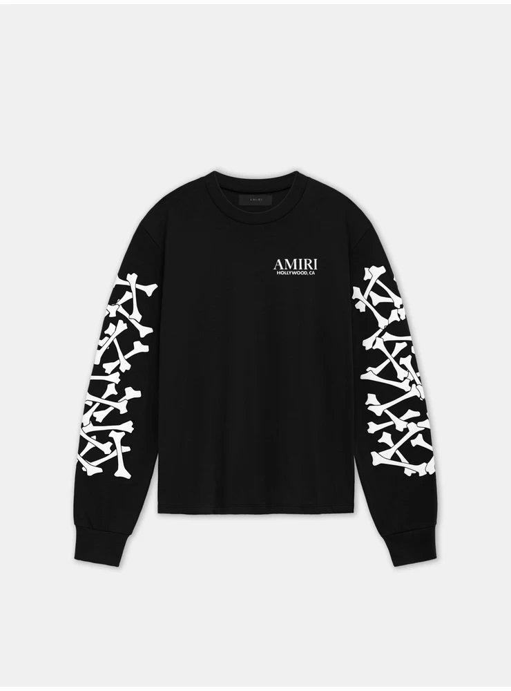 Amiri BONES STACKED LONG SLEEVE TEE - Black